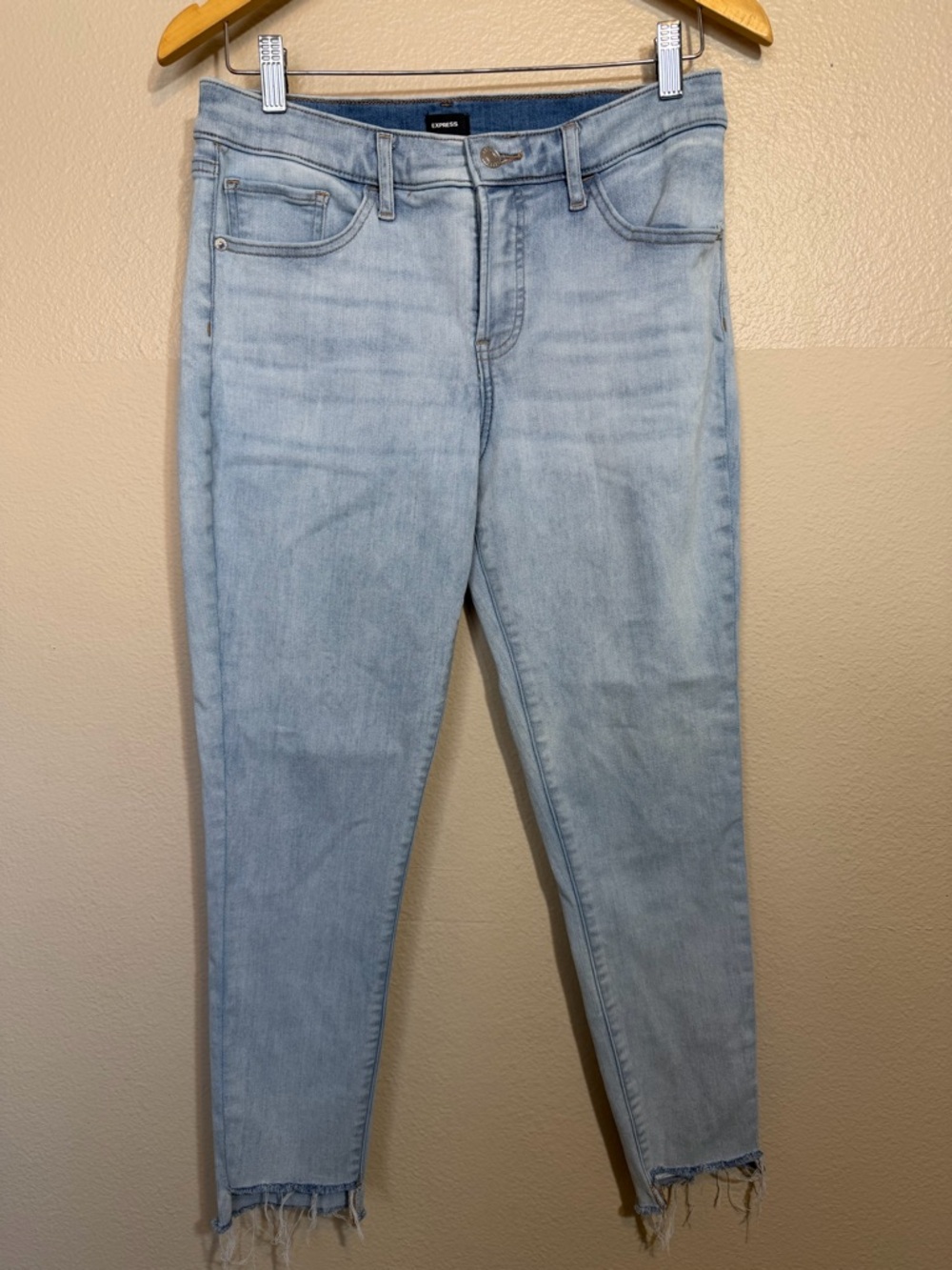 Express Light Wash Mid-Rise Skinny Jeans - Light Blue